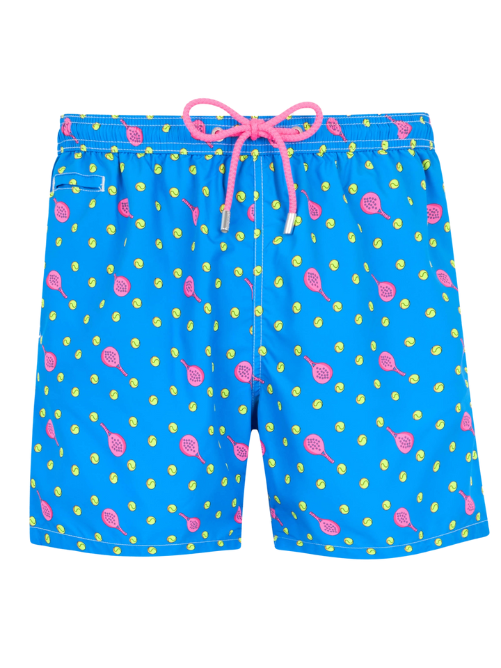 Man lightweight fabric swim-shorts Lighting Micro Fantasy with padel print - MC2 Saint Barth