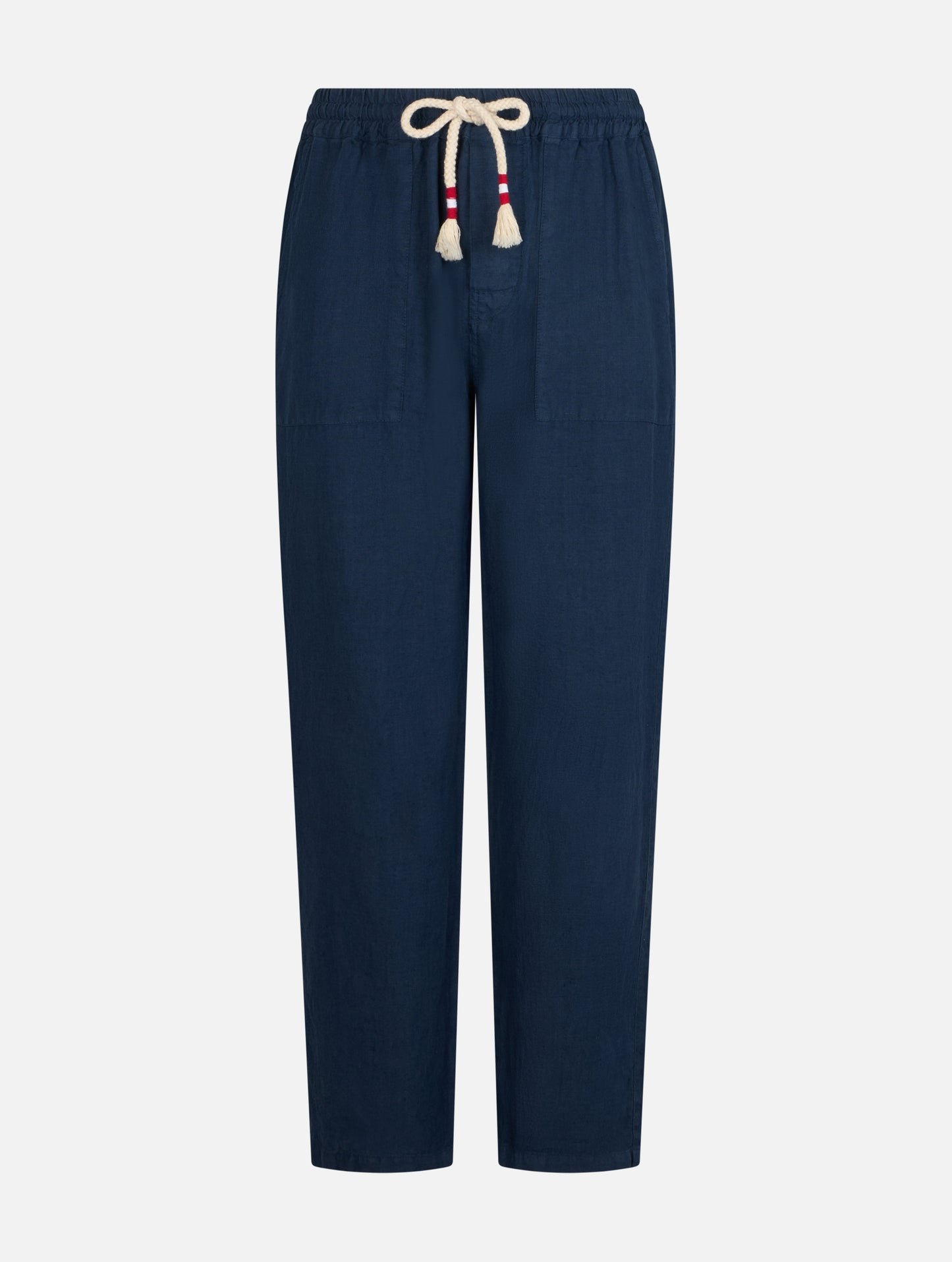 Man navy blue linen Calais pants with drawstring - MC2 Saint Barth