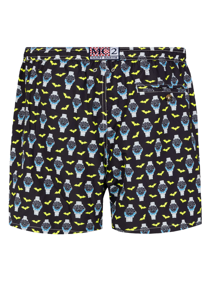 Lightweight fabric swim shorts Lighting with watch print - MC2 Saint Barth