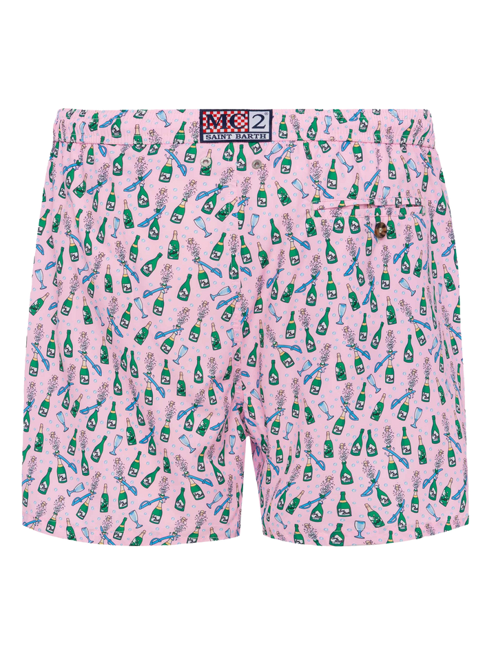 Lightweight fabric swim shorts Lighting with sabrage and bottle print - MC2 Saint Barth