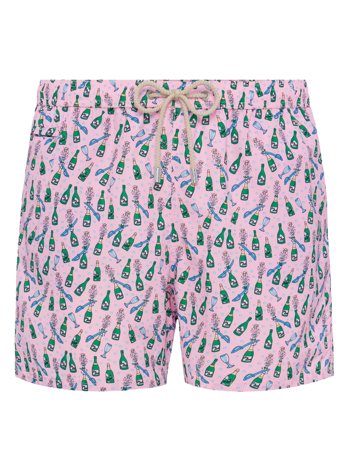 Lightweight fabric swim shorts Lighting with sabrage and bottle print - MC2 Saint Barth