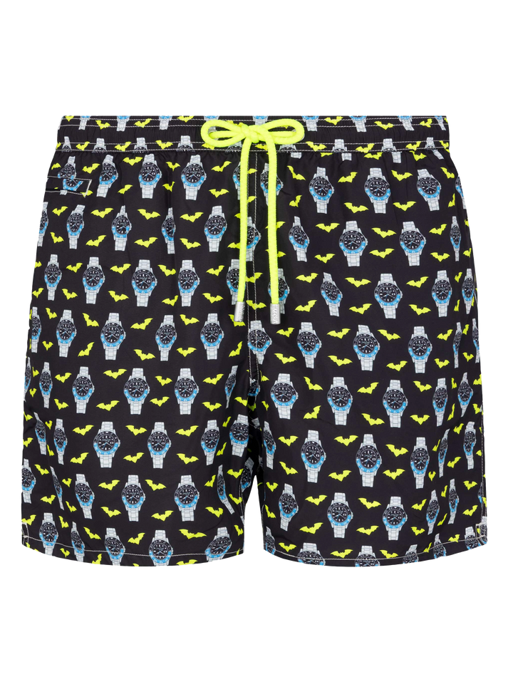 Lightweight fabric swim shorts Lighting with watch print - MC2 Saint Barth