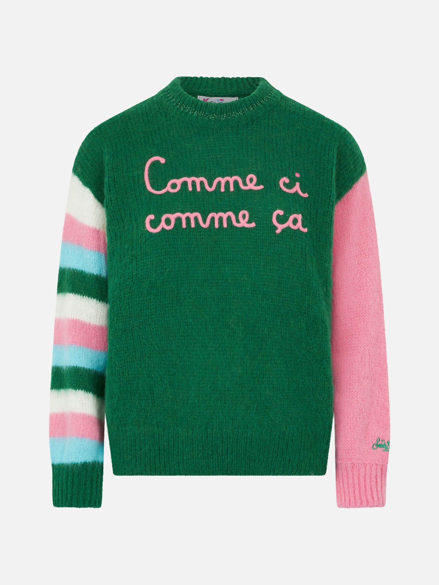 Woman boxy shape soft sweater with Comme ci comme ça embroidery - MC2 Saint Barth