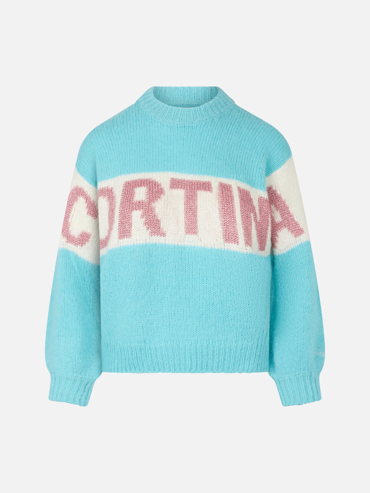 Woman boxy shape soft sweater with Cortina jacquard - MC2 Saint Barth