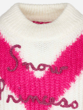 Girl boxy shape soft sweater with Snow Princess embroidery - MC2 Saint Barth