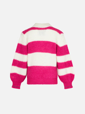 Girl boxy shape soft sweater with Snow Princess embroidery - MC2 Saint Barth