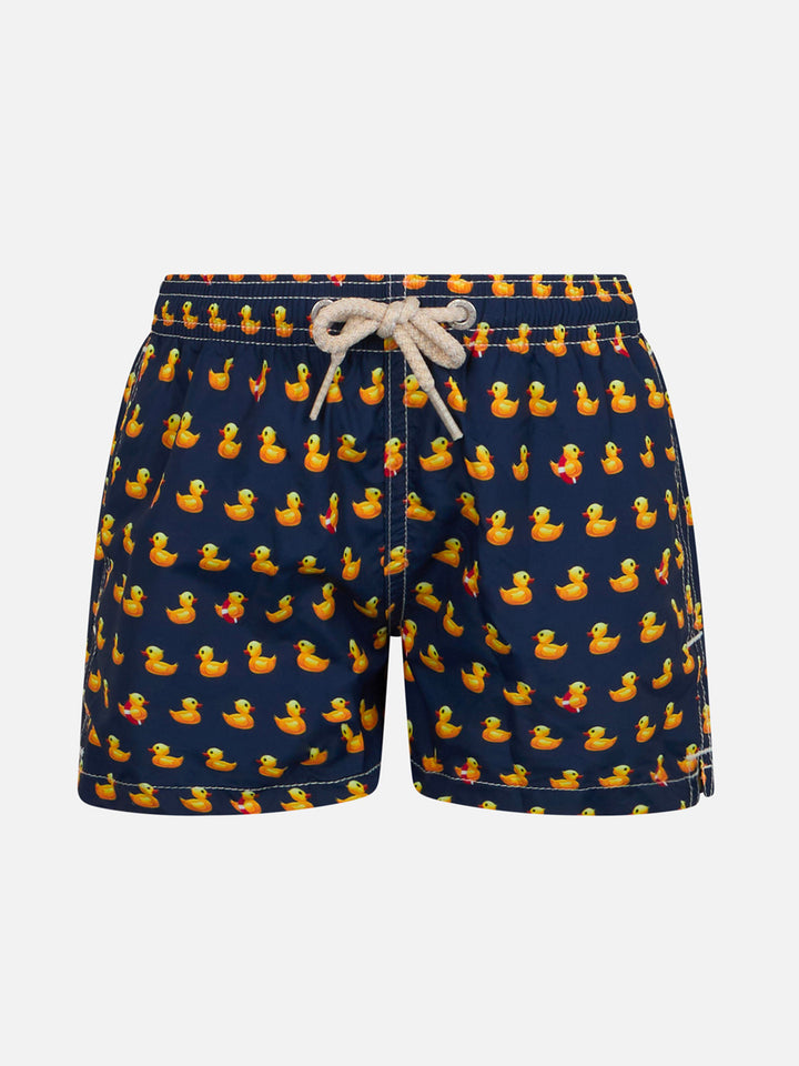 Boy lightweight fabric swim-shorts Jean Lighting with ducky print - MC2 Saint Barth