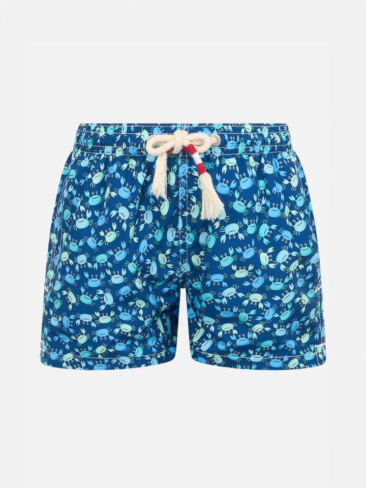 Boy lightweight fabric swim-shorts Jean Lighting 70 with crabs print - MC2 Saint Barth