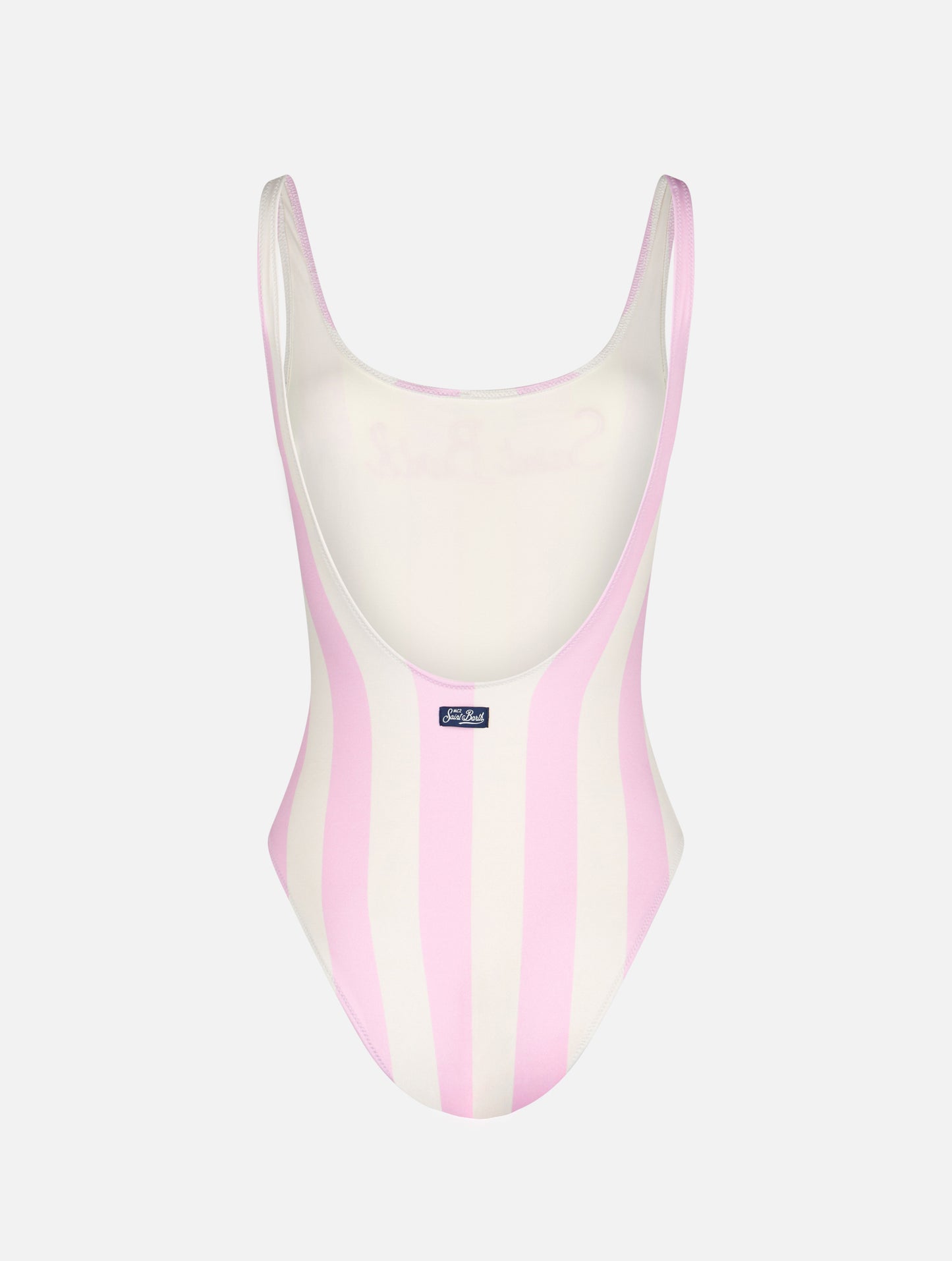 Woman striped scooped back one piece swimsuit Lora - MC2 Saint Barth