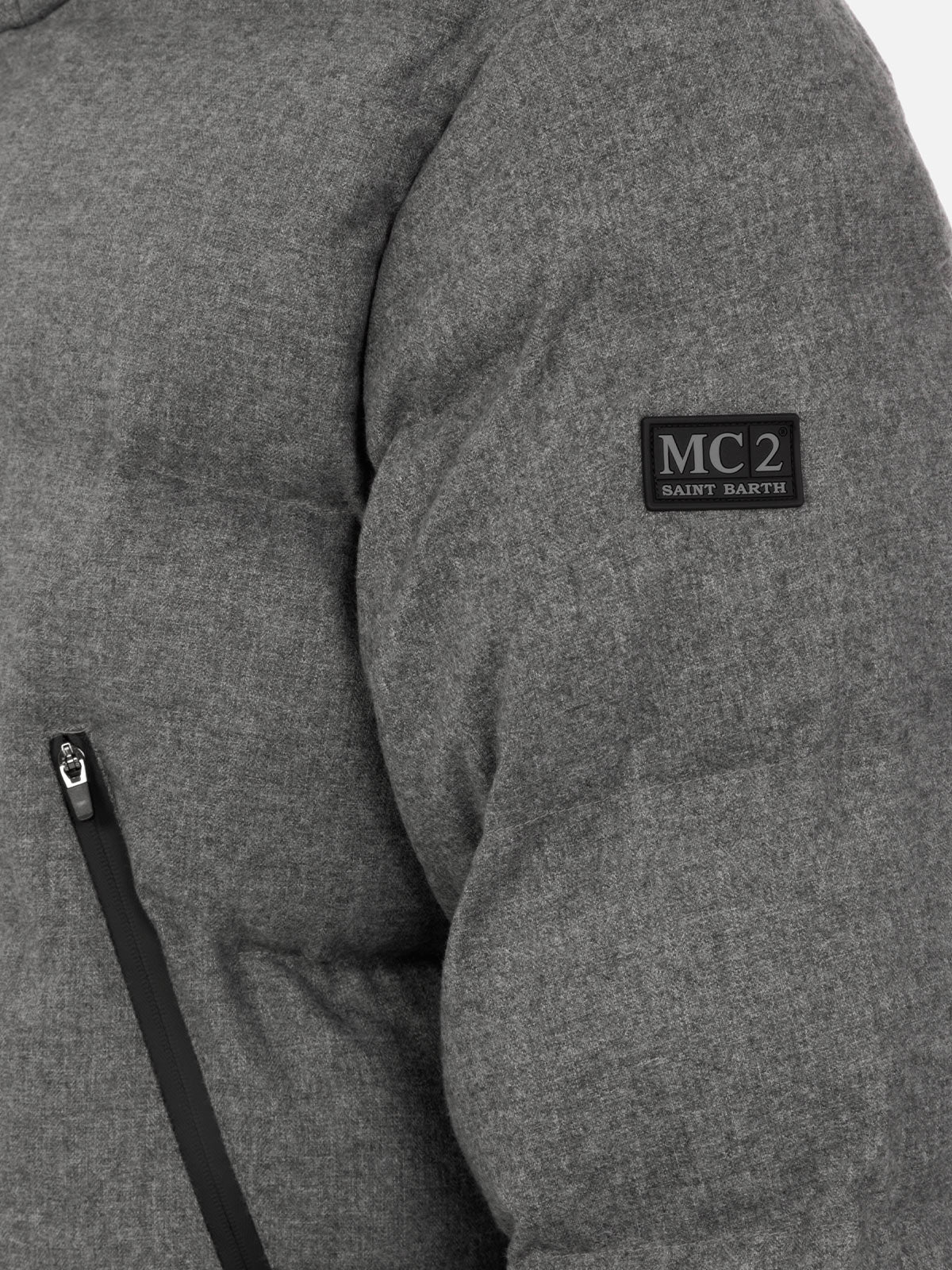 Man mélange grey flannel hooded puffer jacket Maier - MC2 Saint Barth