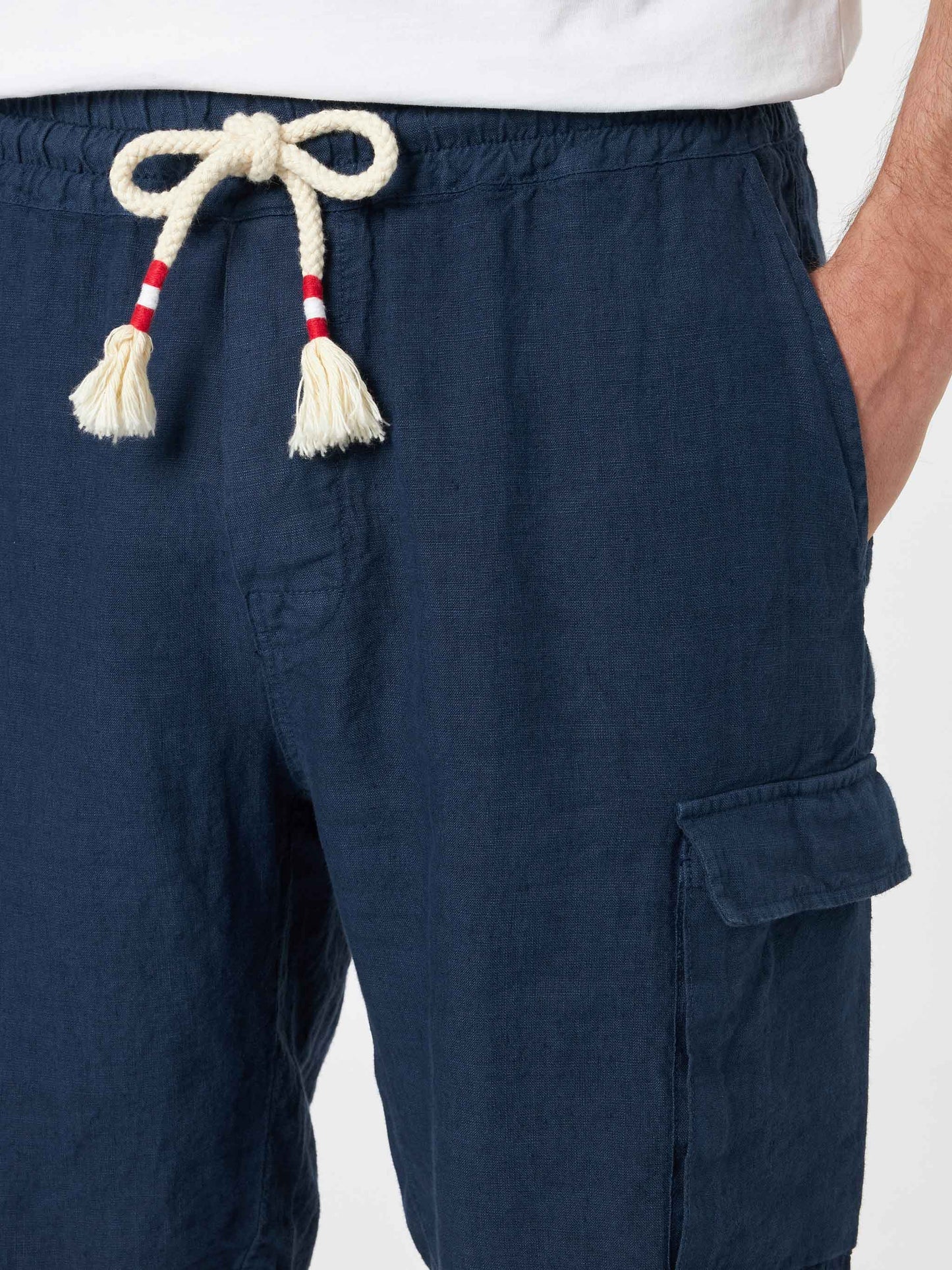 Man navy blue linen bermuda Marseille - MC2 Saint Barth