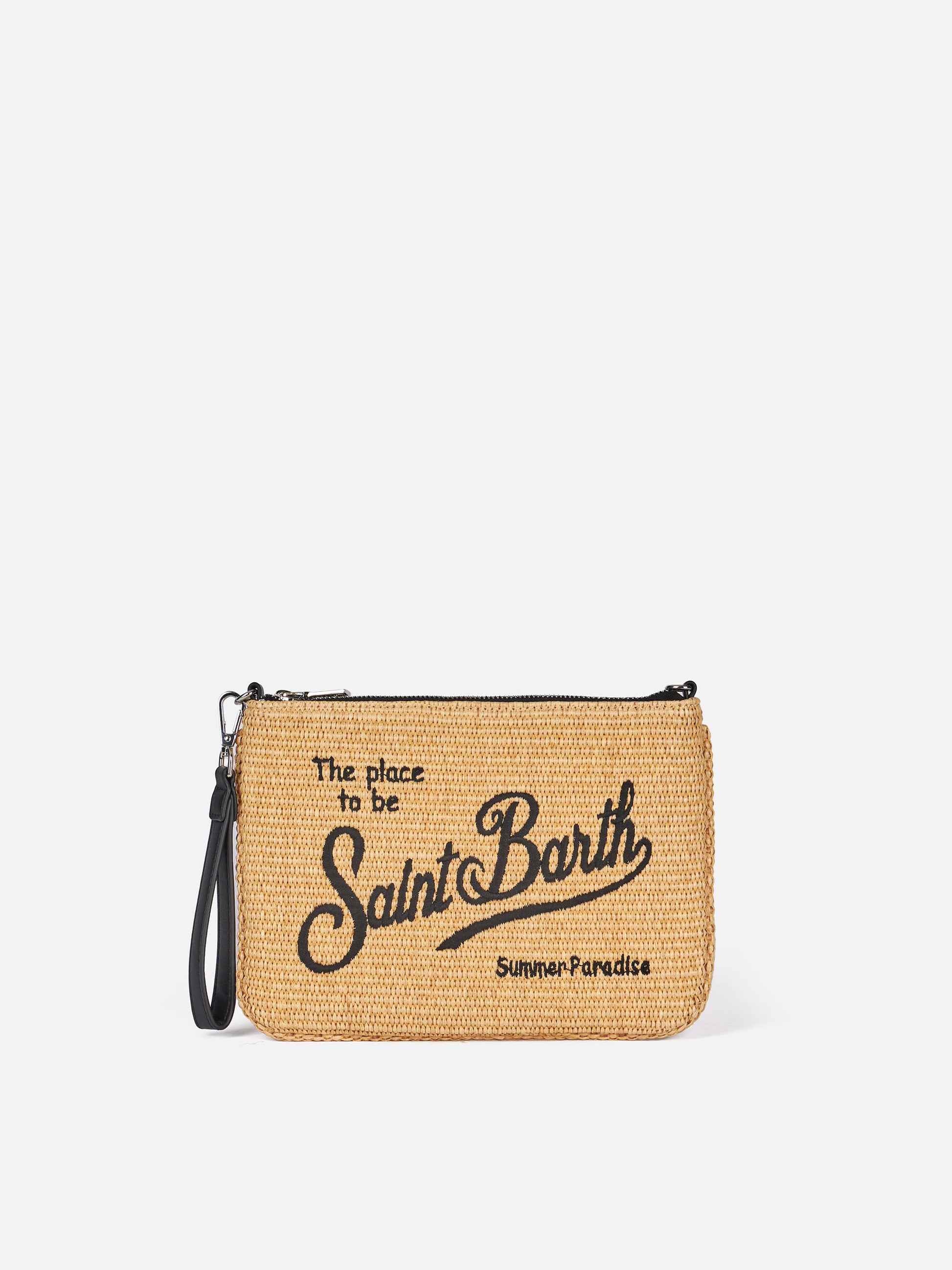 Parisienne Straw effect pouch bag with black details - MC2 Saint Barth