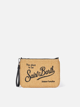 Parisienne Straw effect pouch bag with black details - MC2 Saint Barth