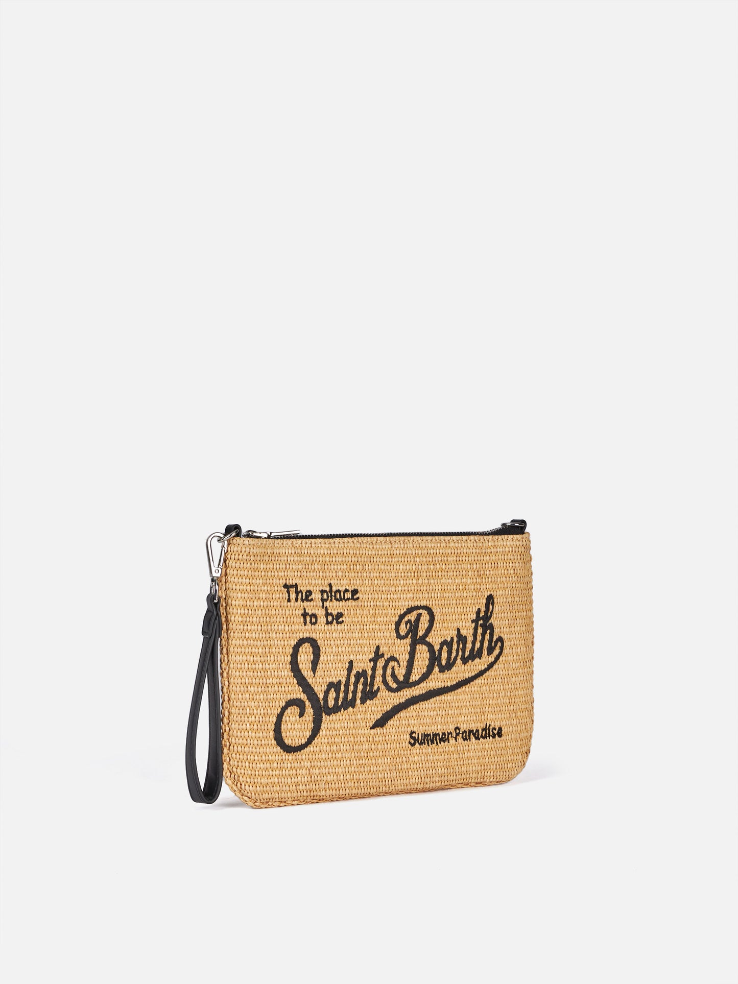 Parisienne Straw effect pouch bag with black details - MC2 Saint Barth