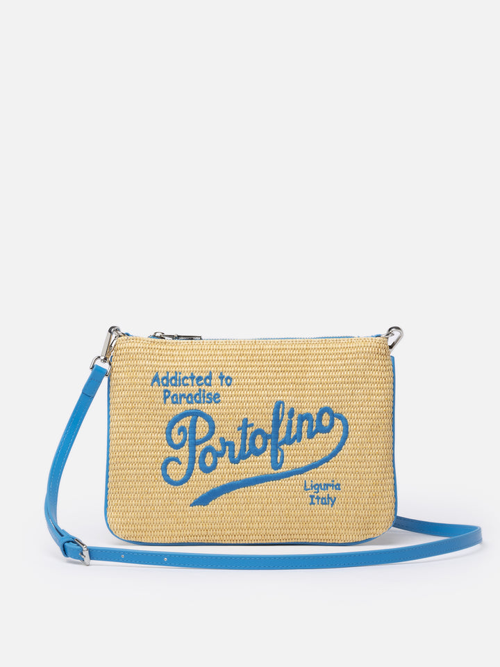 Pouch Parisienne in paglia con ricamo Portofino