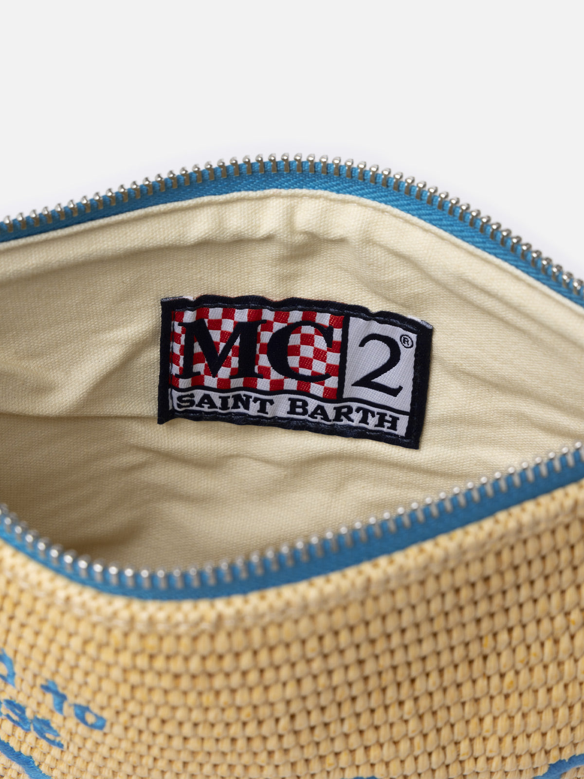 Pouch Parisienne in paglia con ricamo Portofino