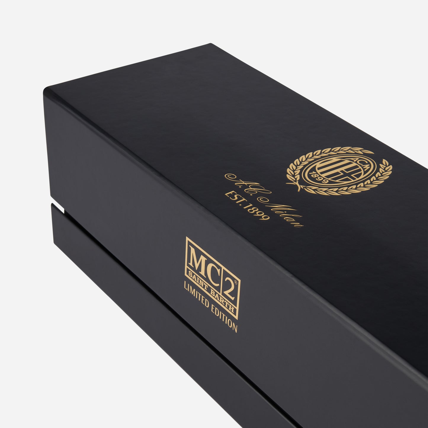 Black classic light swim shorts Patmos with Milan 125 embroidery | AC MILAN 125 SPECIAL EDITION - MC2 Saint Barth