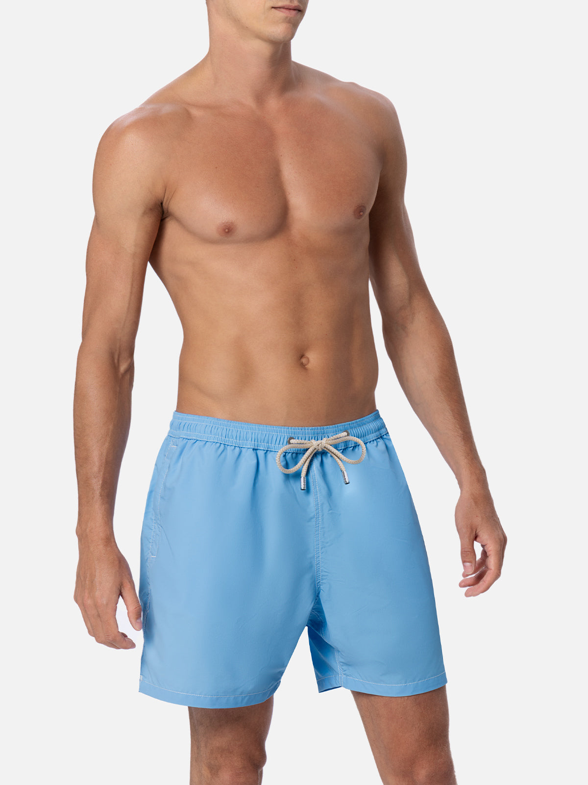 Sky blue mid-length swim shorts Patmos - MC2 Saint Barth
