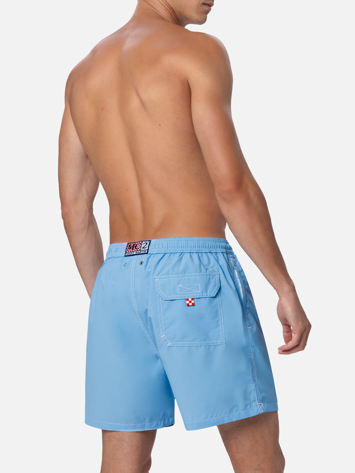 Sky blue mid-length swim shorts Patmos - MC2 Saint Barth