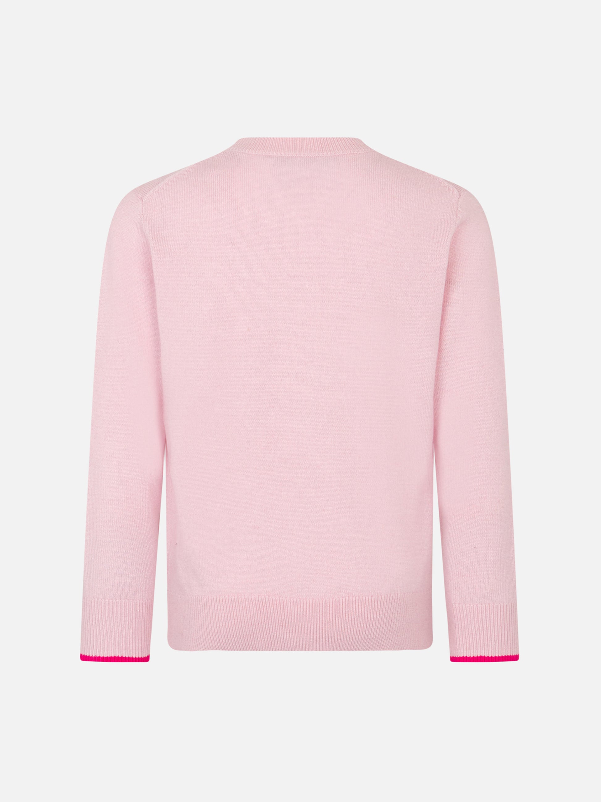 Girl crewneck pink sweater with Barbie logo jacquard | BARBIE SPECIAL EDITION - MC2 Saint Barth