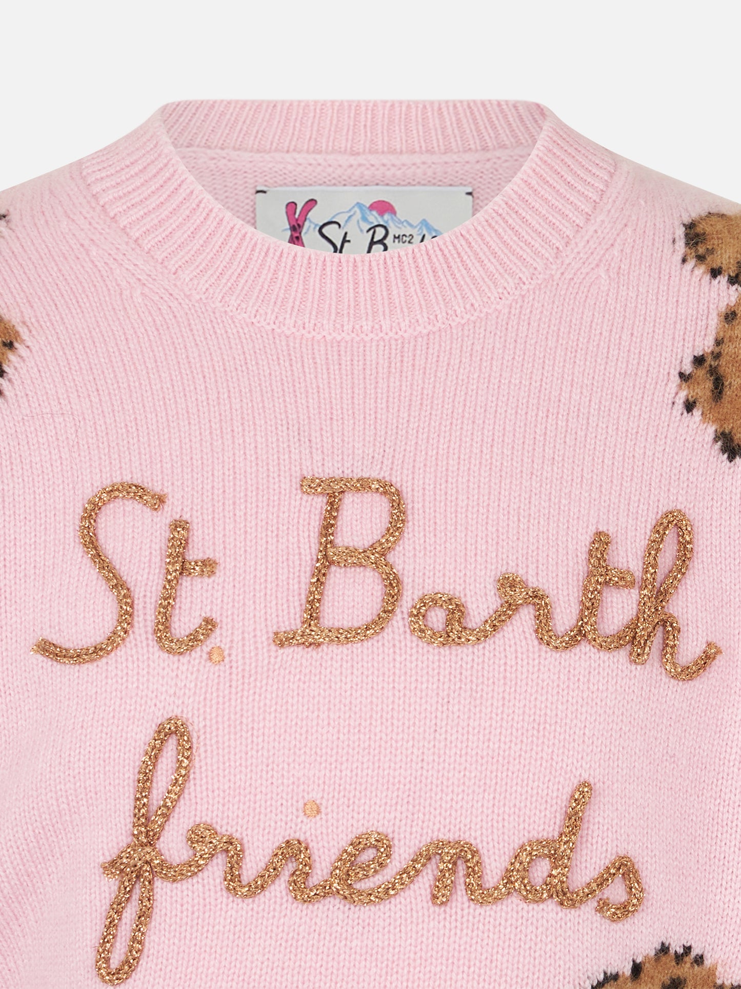 Girl crewneck soft ribbed sweater with St. Barth Friend embroidery - MC2 Saint Barth