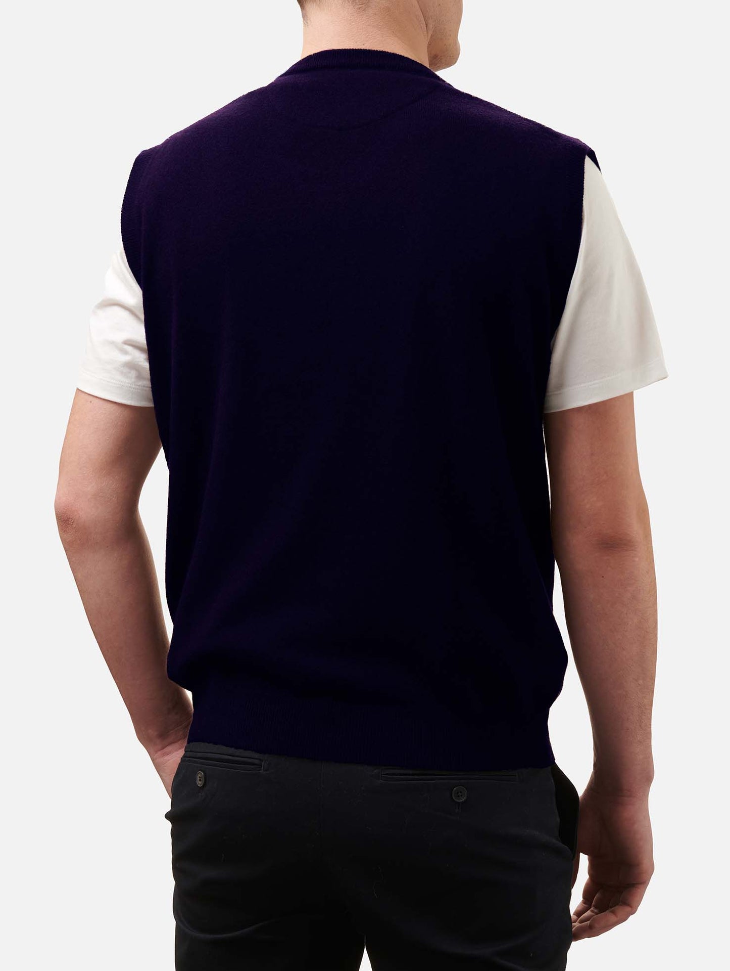 Man navy blue cashmere blend V neck vest Russel - MC2 Saint Barth