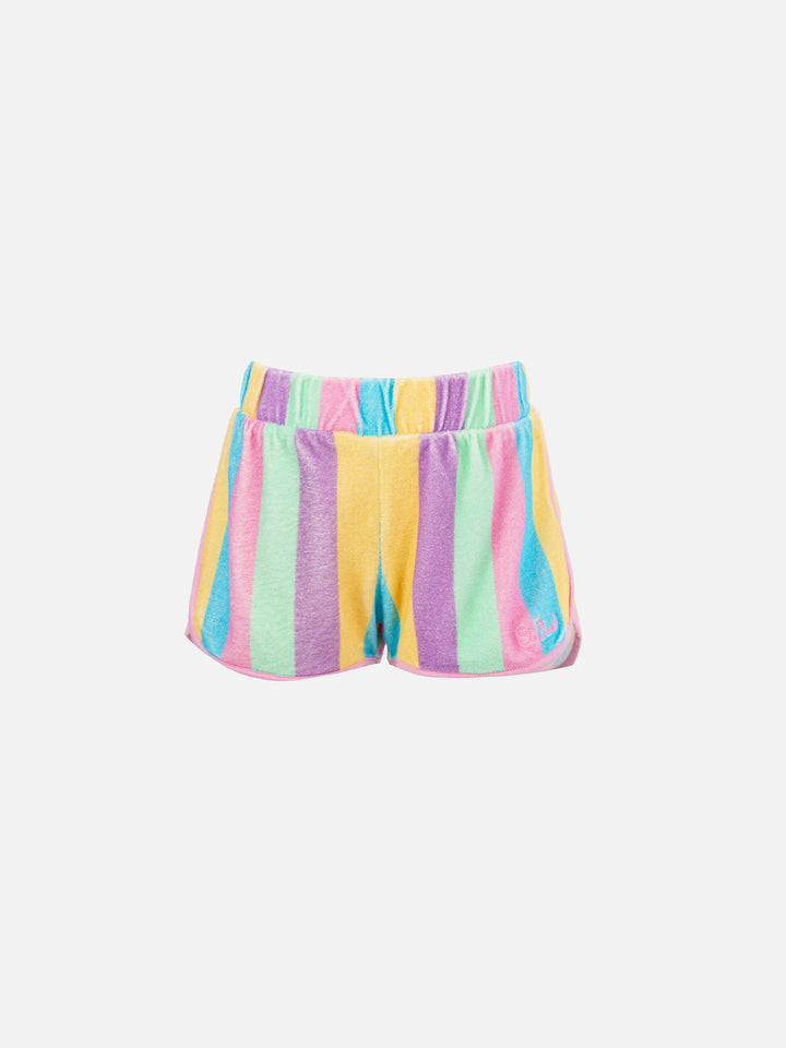 Girl multicolor terry pull up shorts Curly