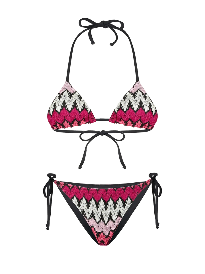 Bikini da donna a triangolo in maglia chevron