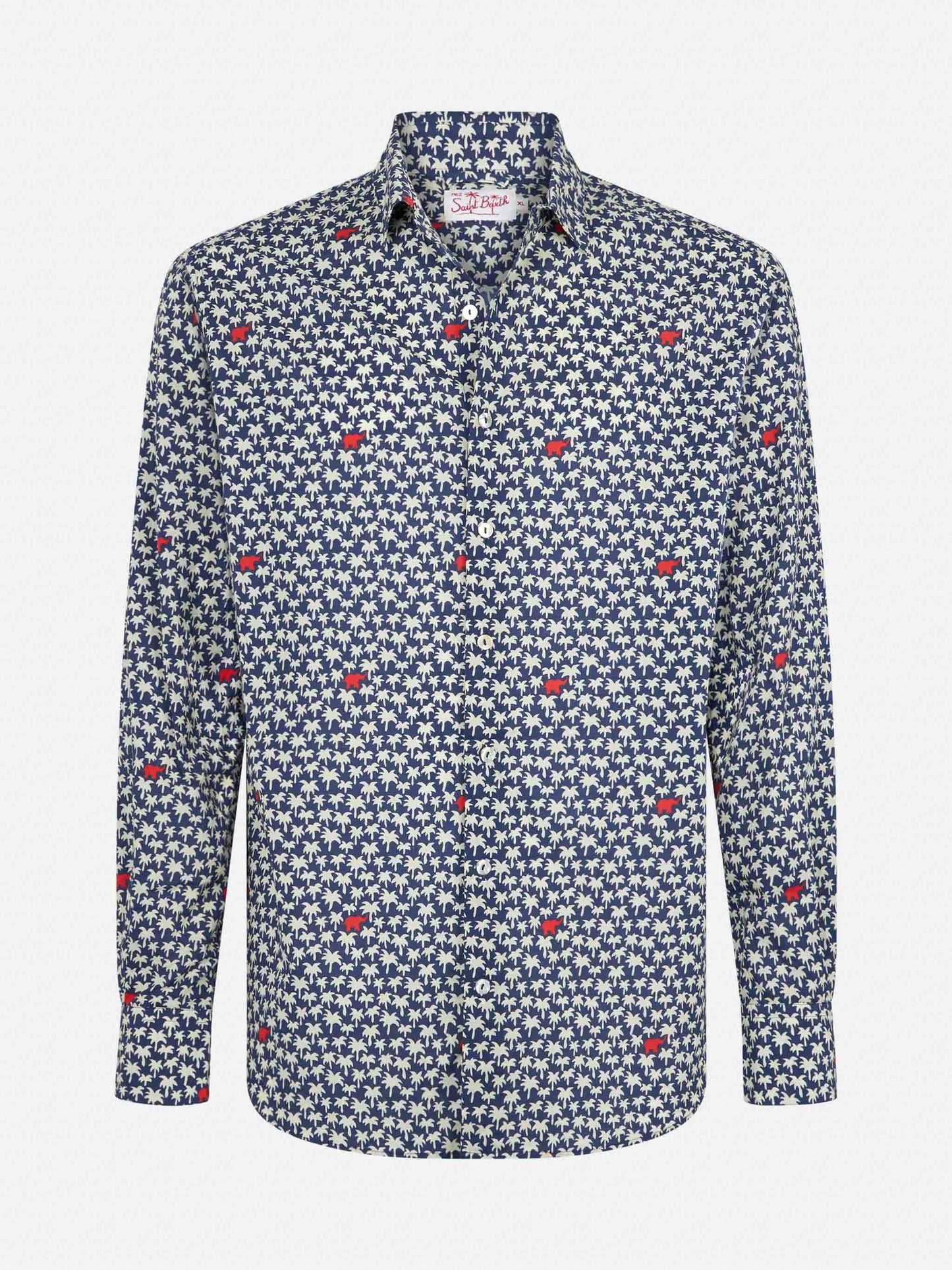 Man muslin cotton Sikelia shirt with palm print - MC2 Saint Barth