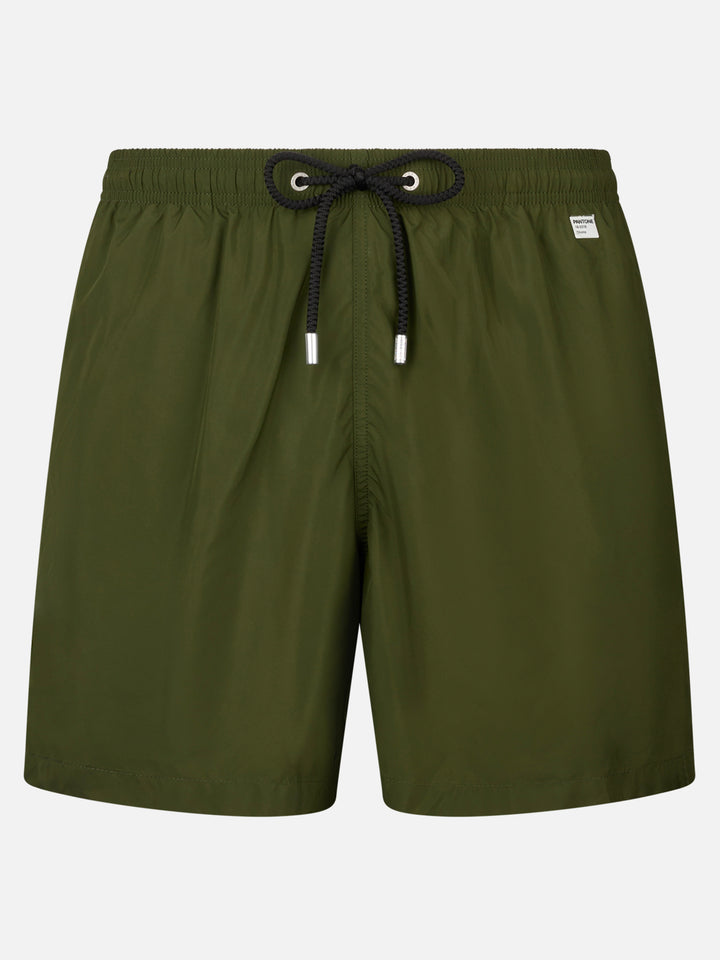 Man lightweight fabric military green swim shorts Lighting Pantone | PANTONE® SPECIAL EDITION - MC2 Saint Barth
