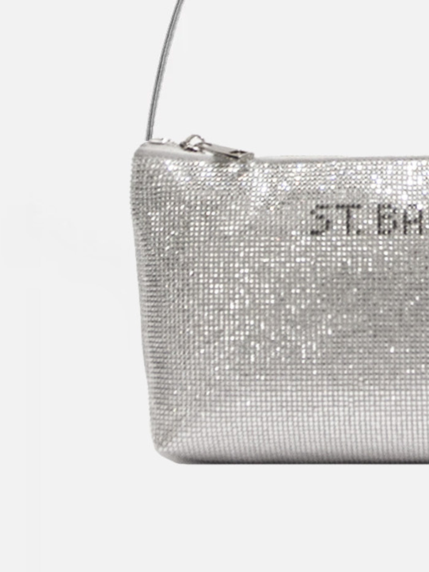 Borsa mini con strass argento
