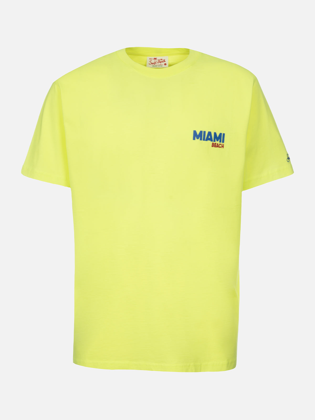 T-shirt stampa Miami Beach giallo fluo