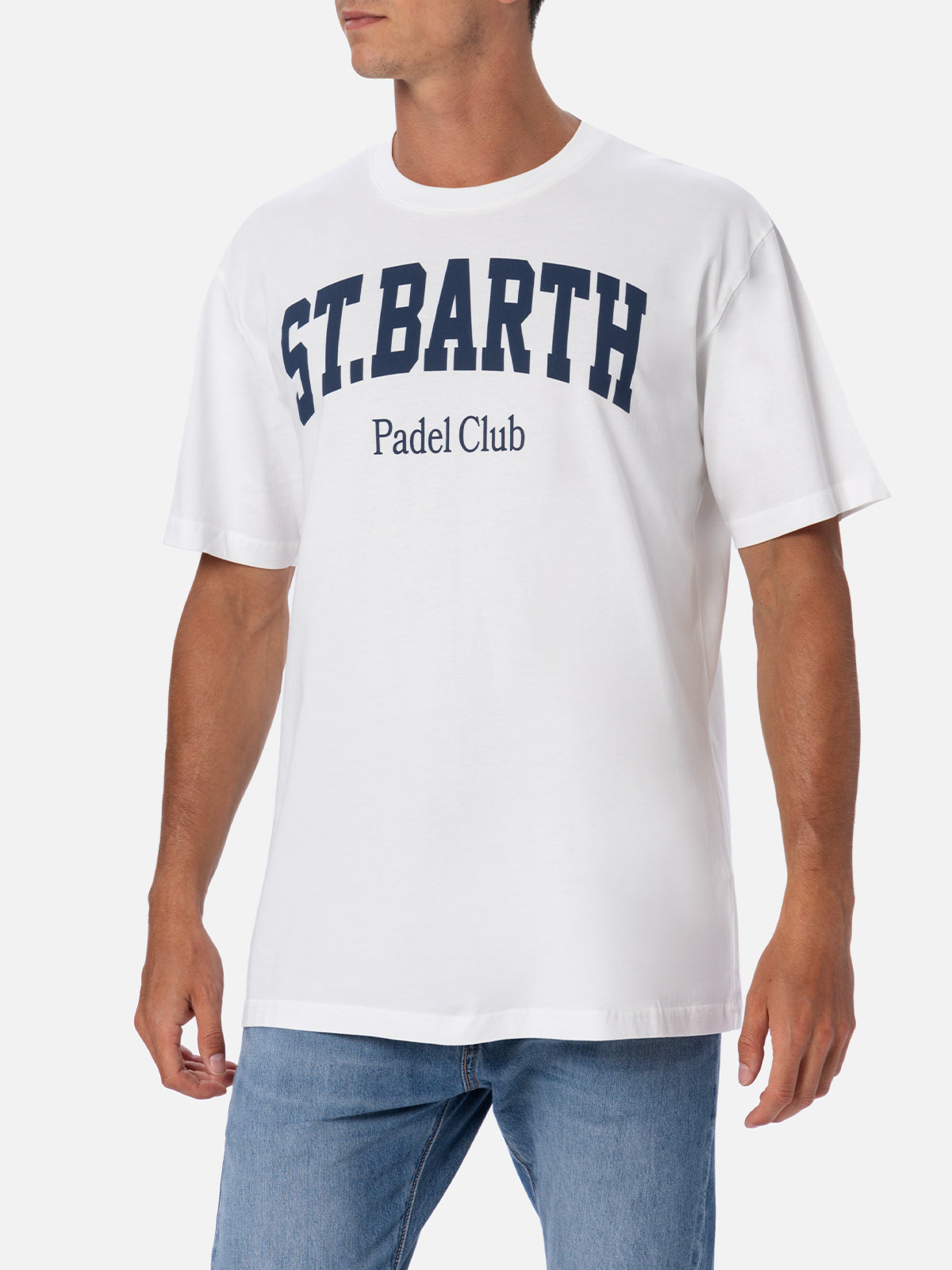 Man cotton t-shirt with St. Barth Padel Club placed print - MC2 Saint Barth