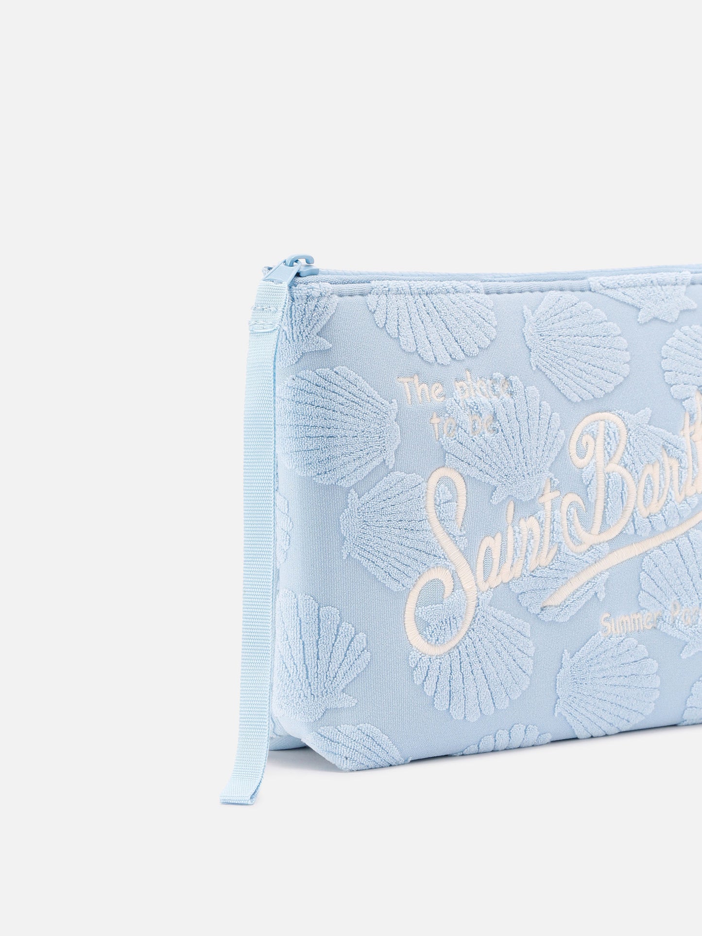 Aline terry-effect pouch with embossed shell pattern