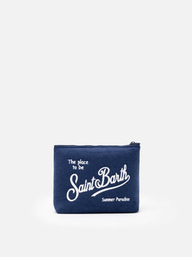 Aline navy blue embossed terry pochette | SAPORE DI MARE SPECIAL EDITION - MC2 Saint Barth