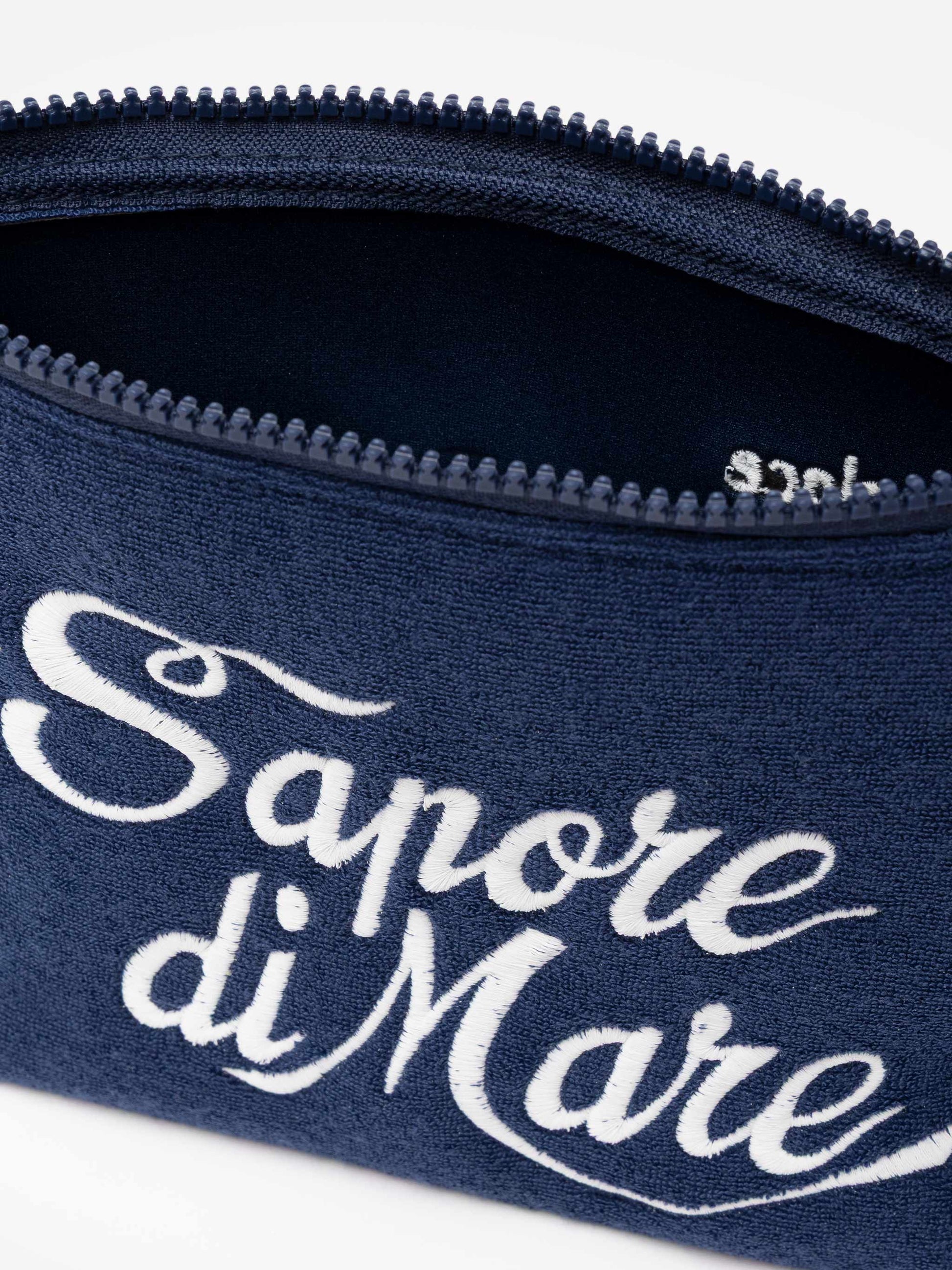 Aline navy blue embossed terry pochette | SAPORE DI MARE SPECIAL EDITION - MC2 Saint Barth
