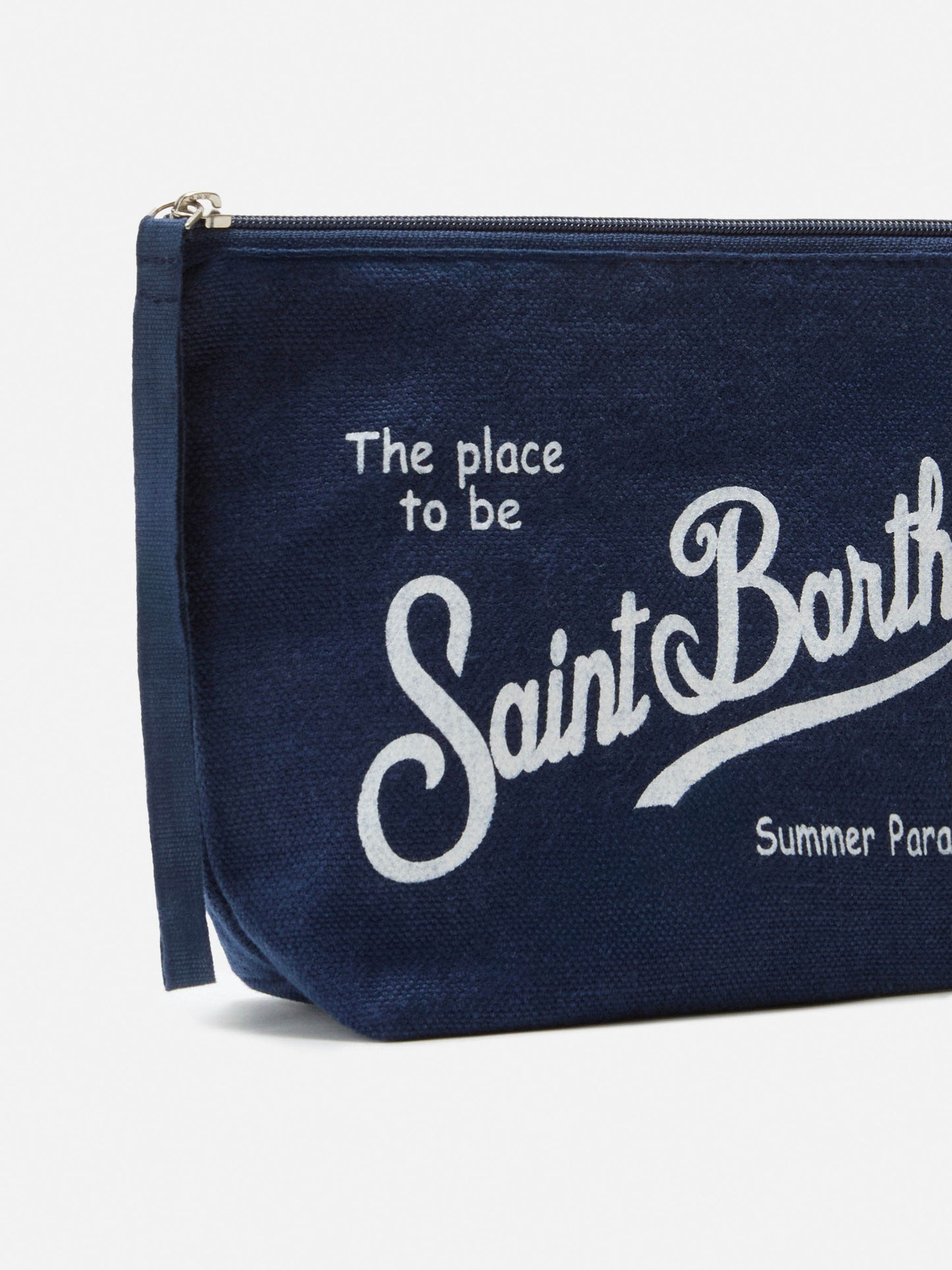 Aline navy blue linen pouch