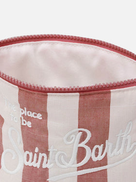 Pochette Aline soft in cotone lino con stampa a righe