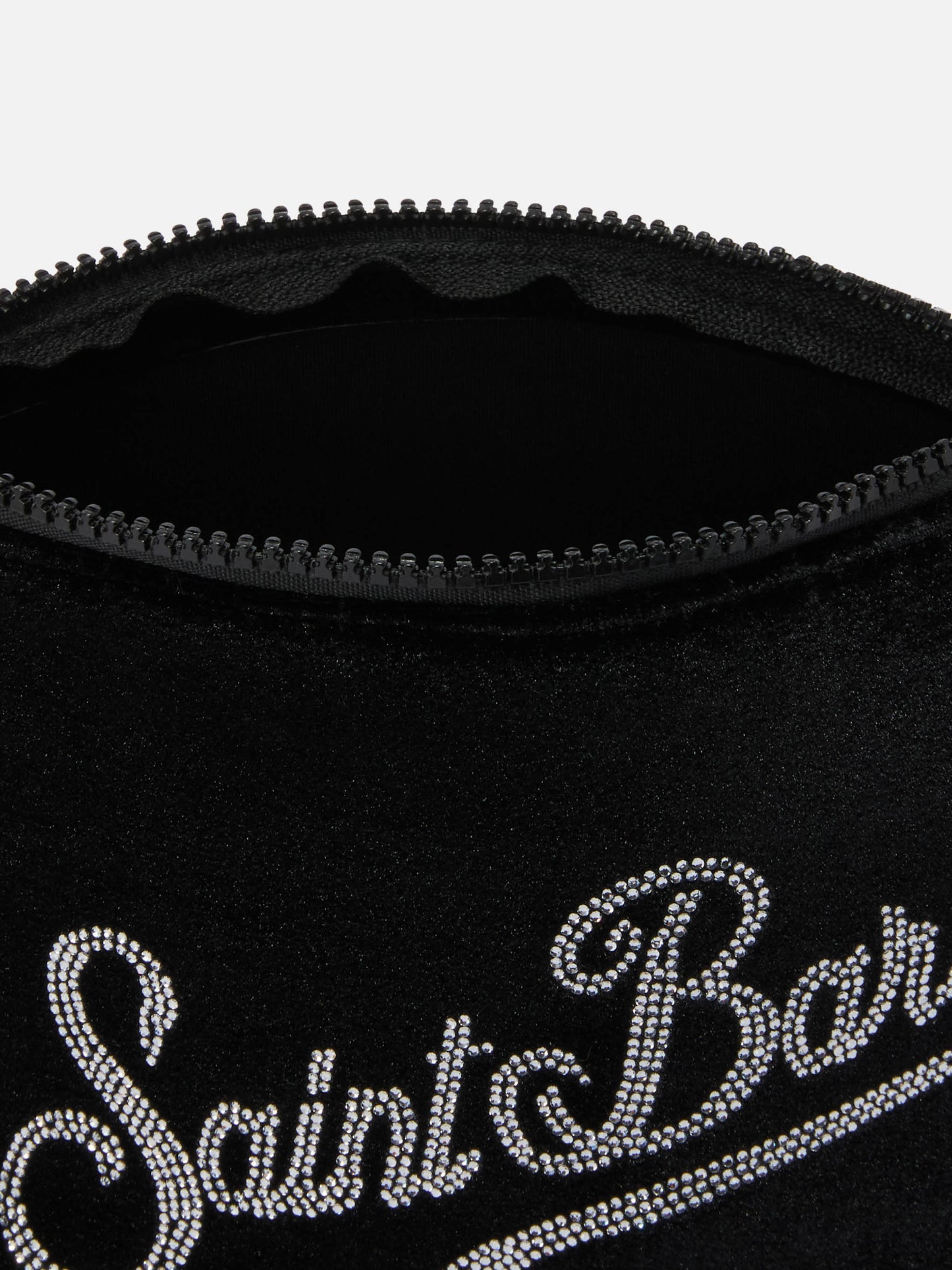 Aline Velvet Pouch in black velvet with rhinestones