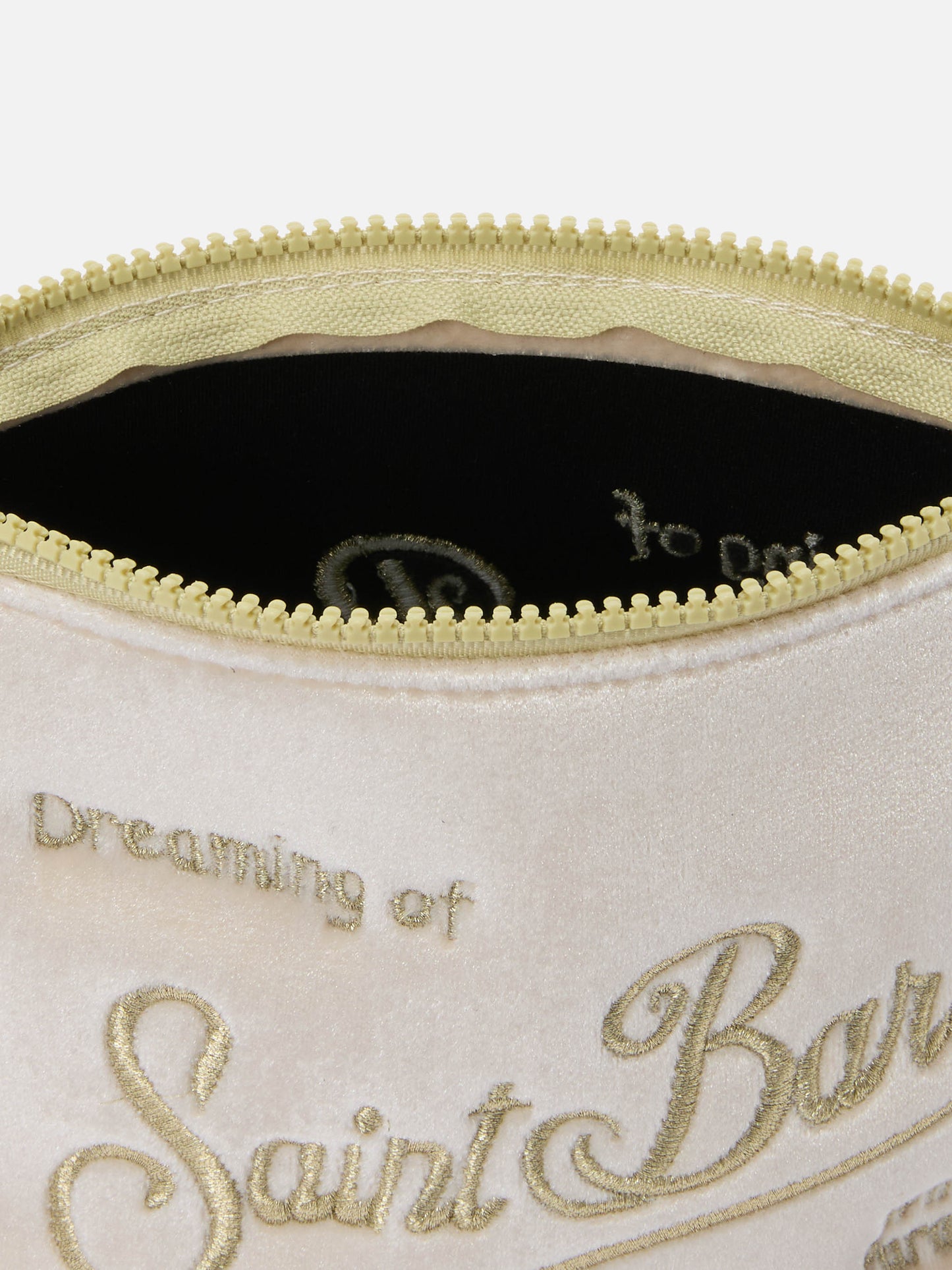 Aline Samtbeutel aus weißem Samt mit Strasssteinen