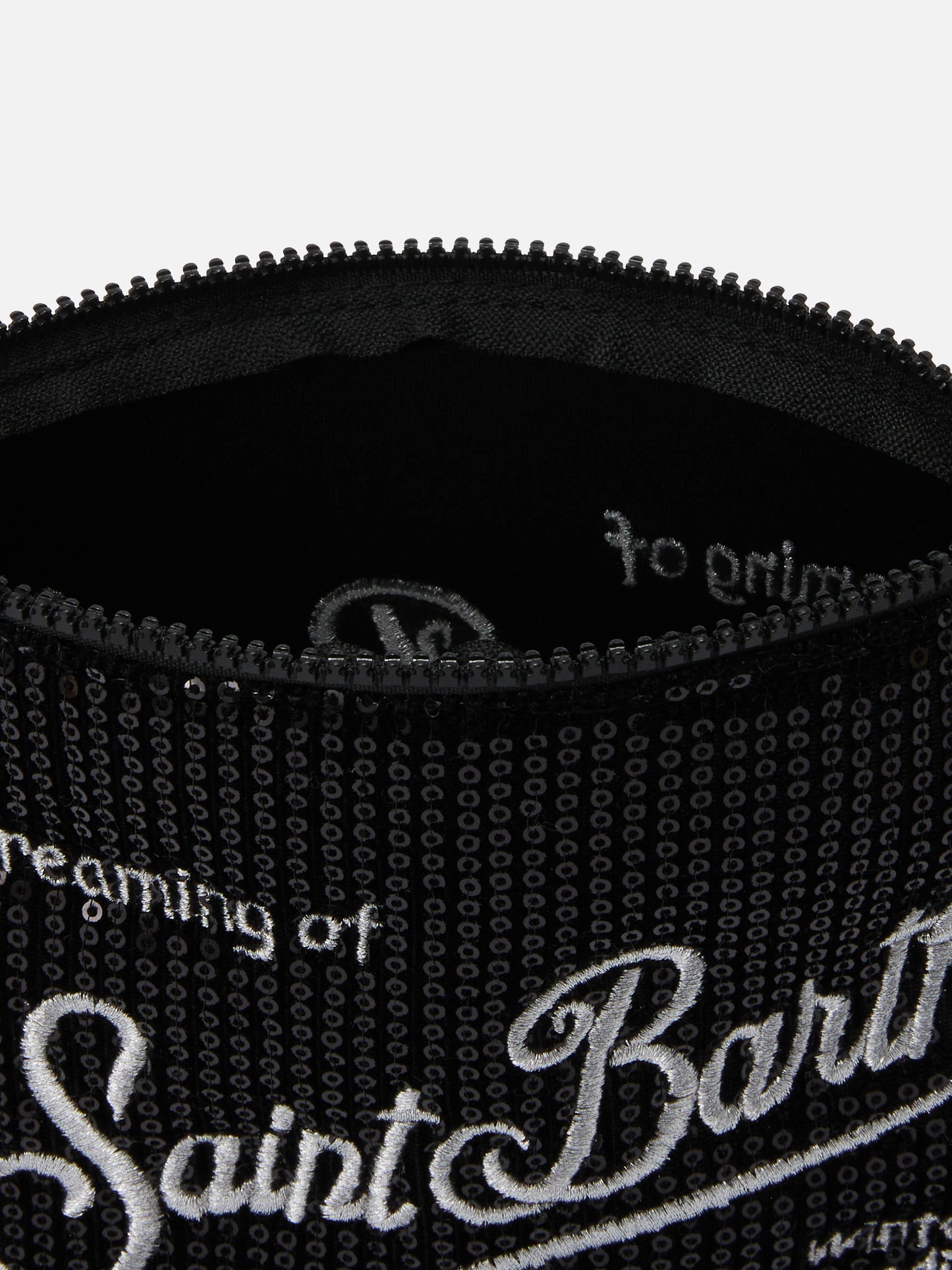 A-Linien-Samtbeutel mit schwarzen Pailletten