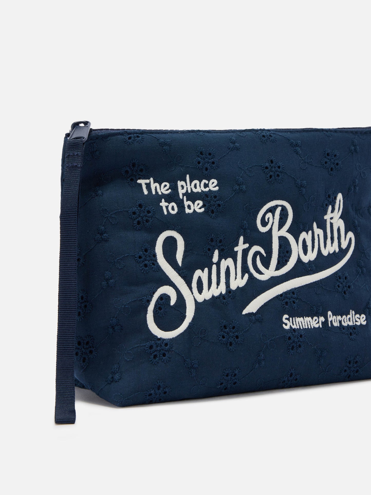 Pochette Aline de algodón broderie anglaise azul