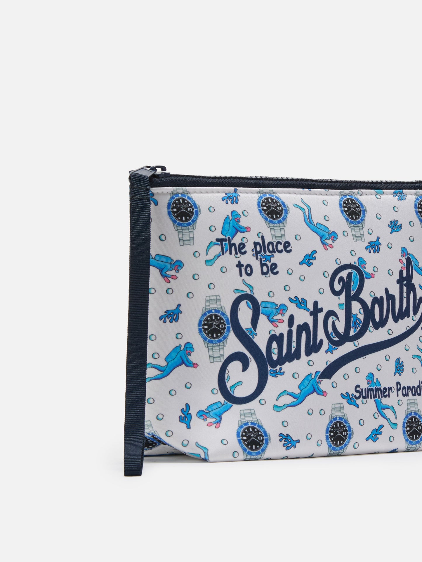 Aline Scuba-Pouch mit Taucher- und Uhren-Print