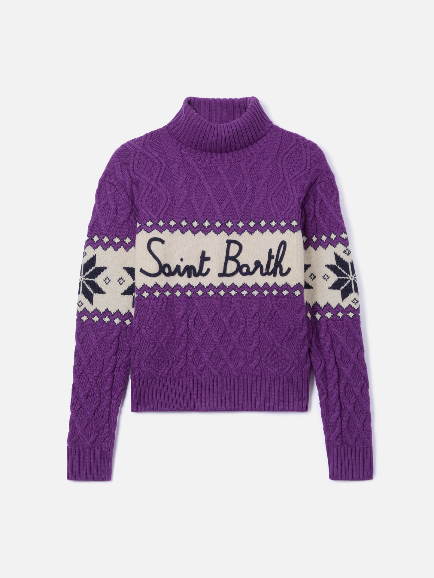 Woman half-turtleneck sweater with Saint Barth lettering