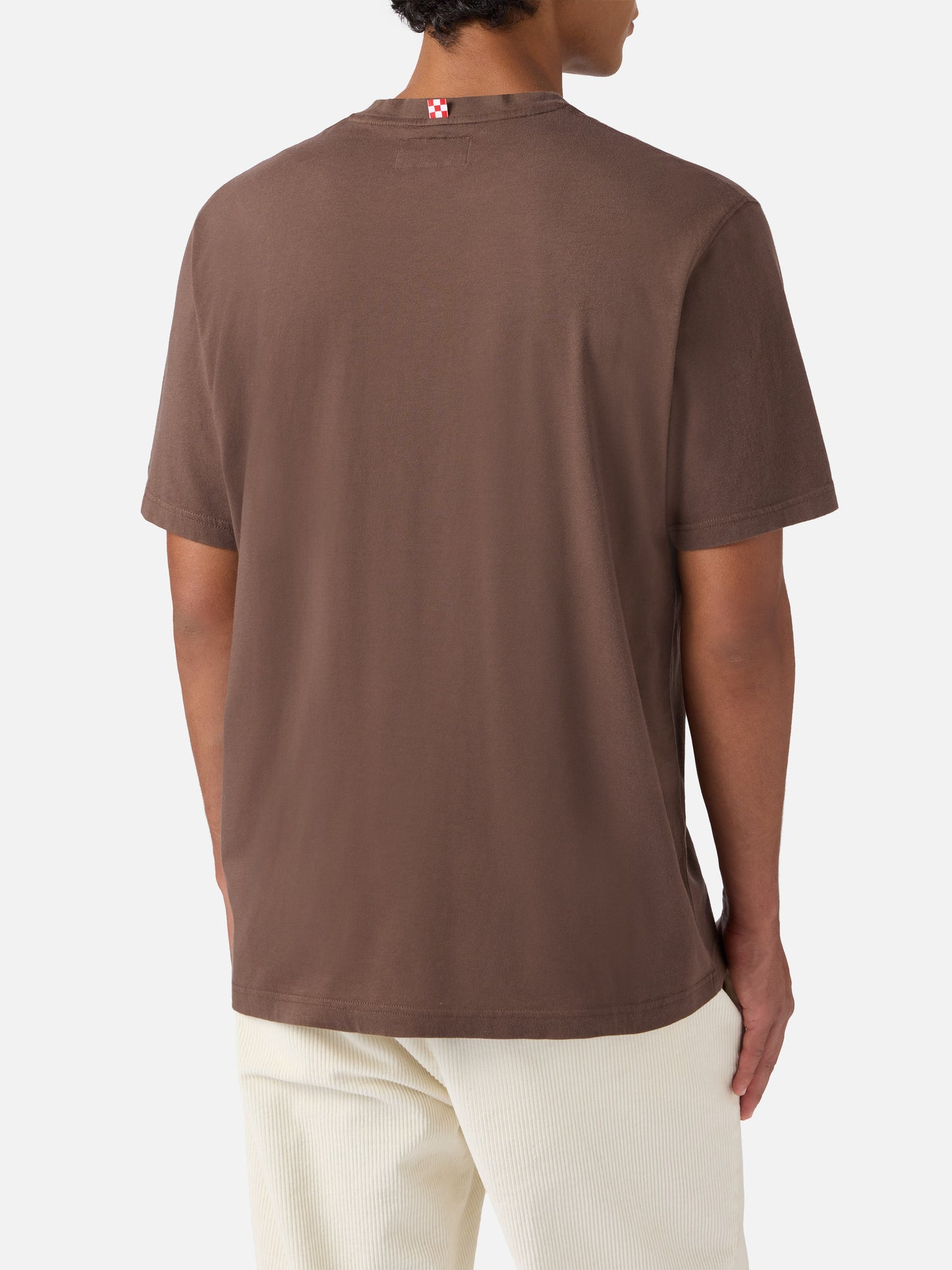 Arnott cotton T-shirt in brown with A mari e Monti embroidery
