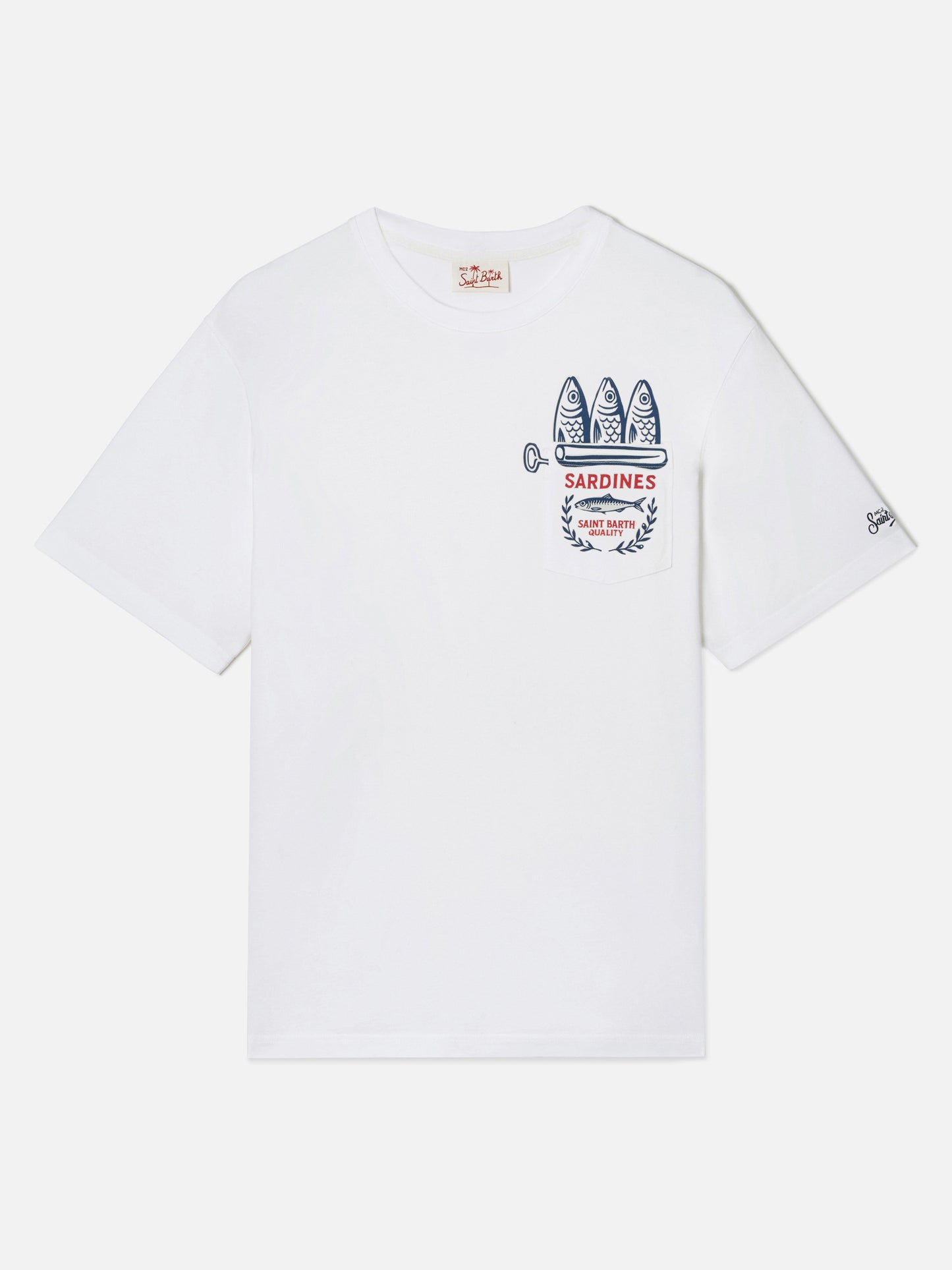 White Austin T-shirt with Sardine illustration