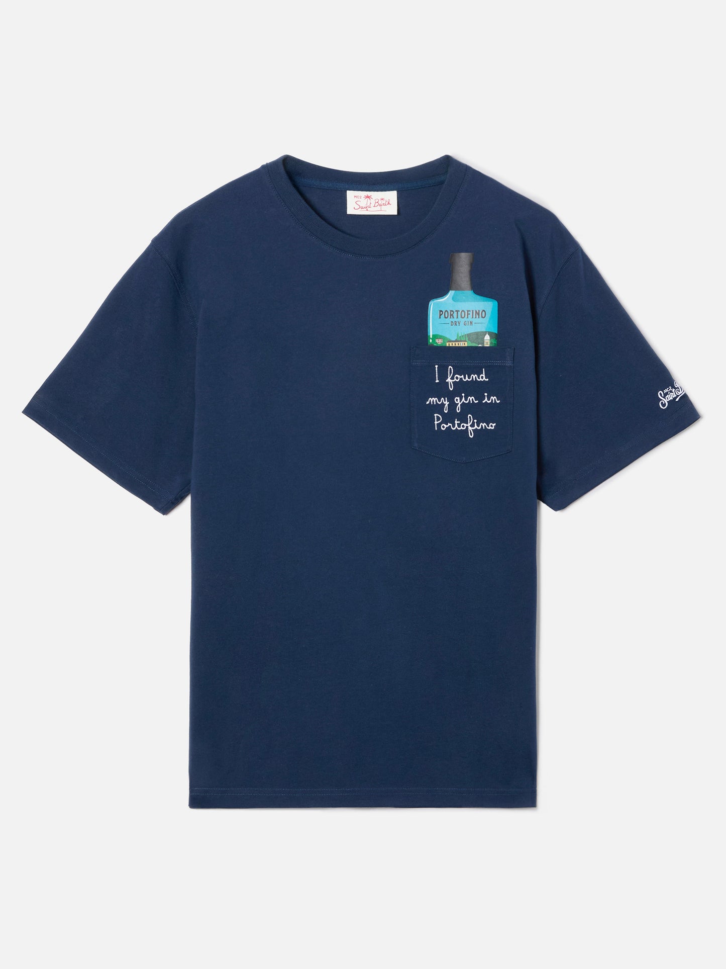Camiseta Austin azul con bordado I Found My Gin In Portofino | Special Edition