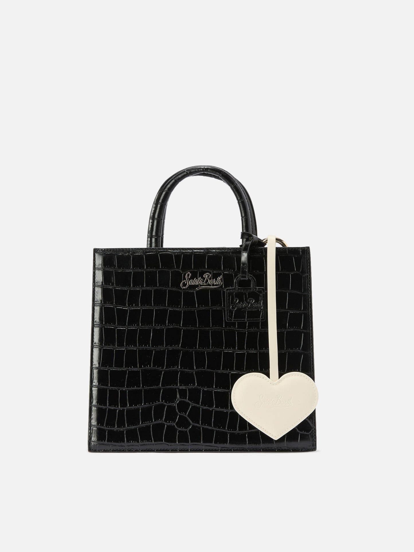 Heart Bag Charm in white leather