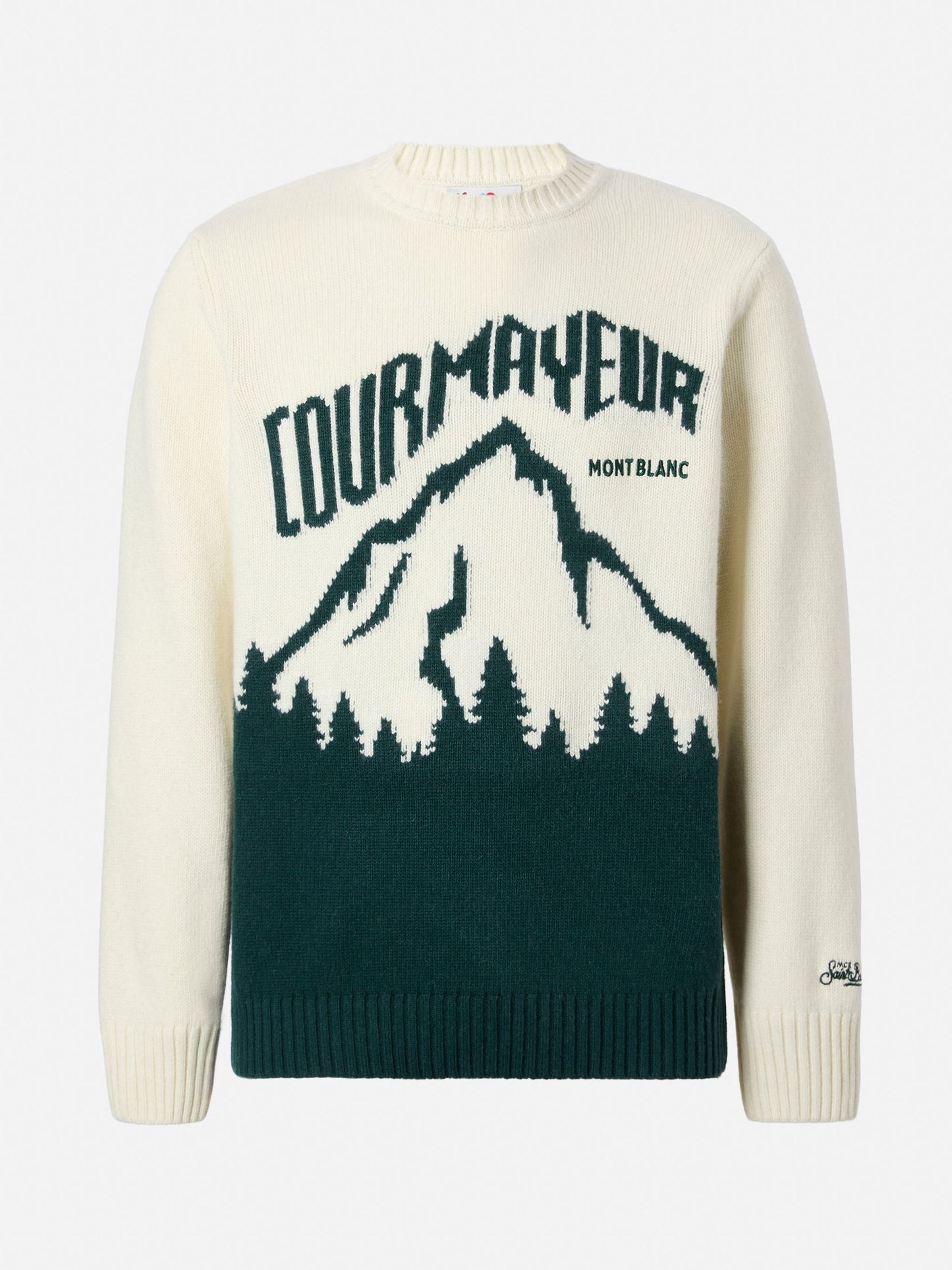 White Bombardino Light sweater with Courmayeur jacquard | COURMAYEUR SPECIAL EDITION