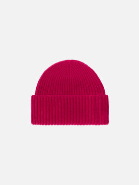 Berry W ribbed cashmere-blend beanie in fuchsia